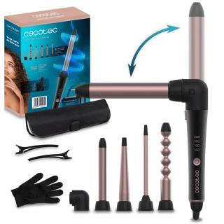 Ondulator Cecotec SurfCare TwistWaves, 5 capete interschimbabile, invelis ceramic, cot 90 grade, manusi termice, geanta si 2 cleme