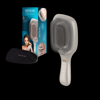 Perie Cecotec HairCare Revitalize Champagne, revitalizare si reparare par, 5 tehnologii: vibratii, ioni negativi, microcurenti EMS, laser de putere redusa (LLLT), lumina LED rosie si albastra