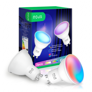 Set 2 becuri LED RGB Smart NOUS P8, GU10, Control din aplicatie