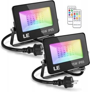 Set 2 proiectoare de podea LED RGB Lepro, Telecomanda , 15W, IP65 waterproof