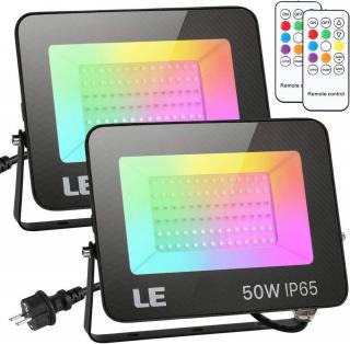 Set 2 proiectoare de podea LED RGB Lepro, Telecomanda , 50W, IP65 waterproof