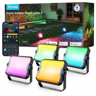 Set 4 proiectoare Govee Ground Lights 2 H8057 RGBICWW LED, Alexa, Google ,Matter, 24W,1000lm, Sincronizare muzica, Exterior, IP66