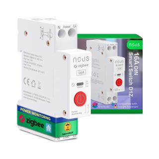 Siguranta inteligenta Nous D2Z, 20A, ZigBee,  1 canal, Monitorizare energie, montare pe sina DIN
