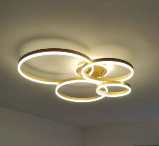Lustra led dimabila 200w cu telecomanda 4 functii aurie