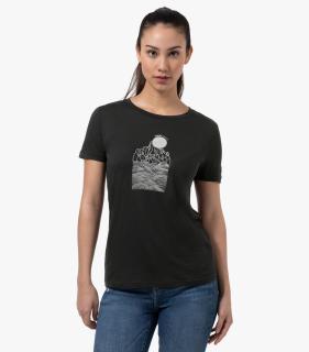 Tricou dama merino SN-SUPERNATURAL - W PREIKESTOLEN CLIFFS - Jet Black Feather Grey Silver