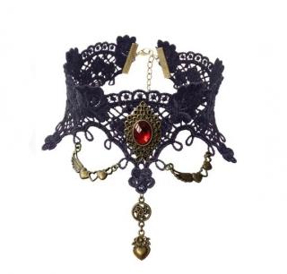 Choker brodat cu pietre, EVNC,  Vintage Gothic Jewelry