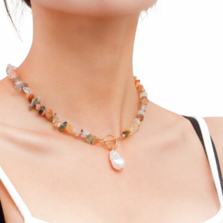 Choker Elegant Irregular, Multicolor, 42 cm, CRM, Inchidere OT