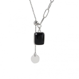 Colier elegant, Black pendant, CRM, 39 cm