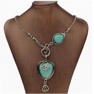 Colier elegant cu Pandantiv Boho  EVNC - Silvana Turquoise, Marime Reglabila