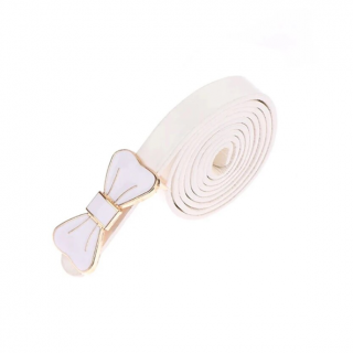 Curea eleganta  cu funda decorativa, CRM, ajustabila, PU, 100 cm, alb