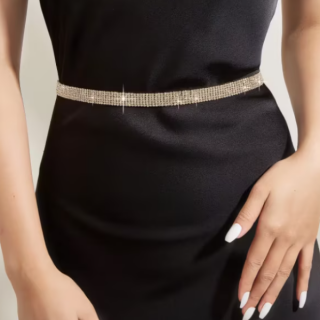 Curea Glamour Strass, CRM, aurie, 105 cm