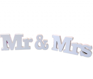Decoratiune mesaj masa prezidu, Mr. and Mrs, alb