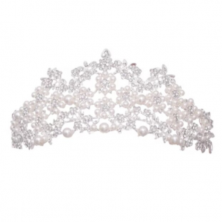 Diadema cu perle si zirconiu, CRM, coronita pentru mireasa, ornament pentru par
