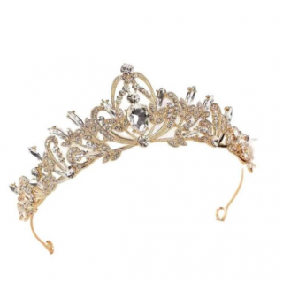 Diadema pentru Par Mireasa, CRM, Model Coronita Eleganta, Aurie