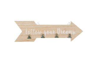 Semn decorativ Follow Your Dreams , DecorCasa , 41 x 13 cm