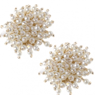 Set 2 accesorii decorative, CRM, 3 cm, alb-auriu