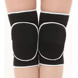 Set 2 Genunchiere Elastice cu Protectie, CRM, Marime Universala, Unisex, Negru-Alb