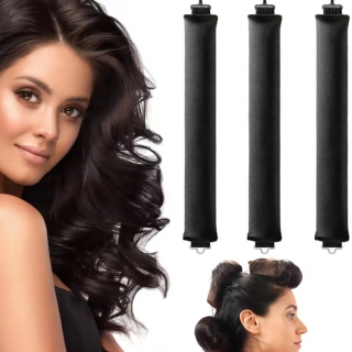 Set 3 ondulatoare pentru par, CRM, fara caldura, flexibile, negru