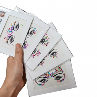Set 5 Autocolante 3D cu Cristale, CRM, Accesorii Stralucitoare pentru Tatuaje Temporare pe Fata