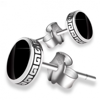 Set  cercei  argintii, CRM, pentru barbati, rotunzi, 8mm
