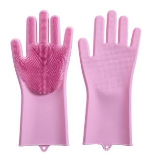 Set manusi de bucatarie pentru spalat vasele, EVNC, Dishwashing Gloves, cu peri din silicon