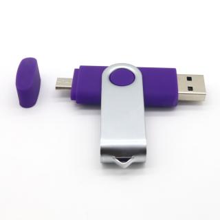 Stick de memorie cu USB 2.0 si micro USB, GMO, 64GB, albastru