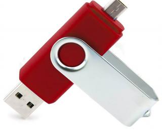 Stick de memorie cu USB 2.0 si micro USB, rosu