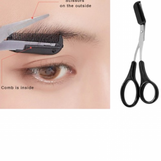 Trimmer Manual pentru Sprancene, CRM, Design Foarfeca, Negru