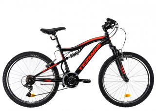 Bicicleta 24   MTB-FS DHS Terrana 2445, cadru otel 15.5  , frane V-Brake, 18 viteze, negru rosu