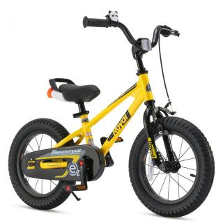 Bicicleta copii 14   ROYAL BABY Freestyle EZ, pedalier detasabil suport picioare, galben, varsta 3-5 ani