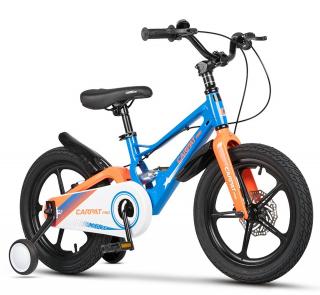 Bicicleta copii 16   CARPAT Pro 16144, cadru aluminiu full-suspension, jante magneziu, albastru portocaliu, varsta 4-6 ani