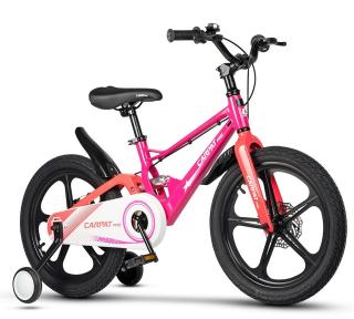 Bicicleta copii 18   CARPAT Pro 18144, cadru aluminiu full-suspension, jante magneziu, frane disc, fucsia, varsta 5-7 ani