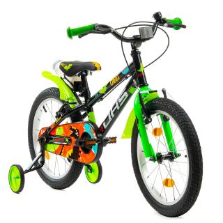 Bicicleta copii 18   DHS Junior Dino, negru verde, varsta 5-7 ani