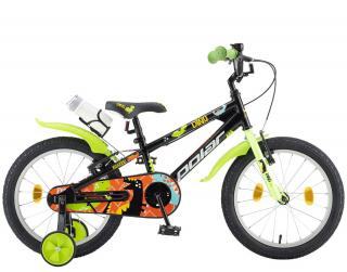 Bicicleta copii 18   POLAR Junior Dino, negru verde, varsta 5-7 ani