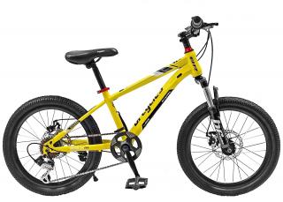 Bicicleta copii 20   BR Inspire, cadru otel 12  , manete revoshift, frane disc, 7 viteze, galben negru, varsta 7-10 ani