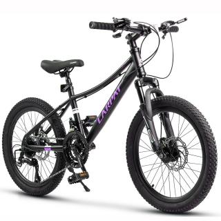 Bicicleta copii 20   CARPAT Polestar, cadru otel, manete secventiale, frane disc, 21 viteze, negru mov, varsta 7-10 ani