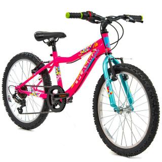 Bicicleta copii 20   DHS Plasma 200, cadru otel, frane V-Brake, 6 viteze, roz, varsta 7-10 ani