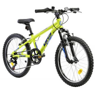 Bicicleta copii 20   DHS Terrana 2023, cadru aluminiu, manete RevoShift, frane V-Brake, 6 viteze, verde fluo, varsta 7-10 ani