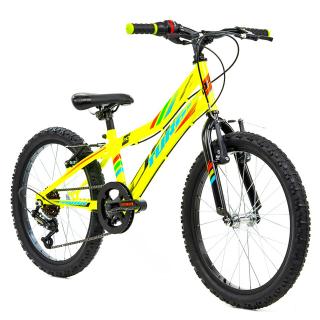 Bicicleta copii 20   DHS Turbo 200, cadru otel, frane V-Brake, 6 viteze, verde fluo, varsta 7-10 ani