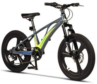 Bicicleta copii 20   MTB-HT CARPAT C20343, jante magneziu, cadru aluminiu 8.5  , 7 viteze, gri verde, varsta 7-10 ani