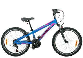 Bicicleta copii 20   OMEGA Gerald, cadru aluminiu, 6 viteze, albastru roz, varsta 7-10 ani