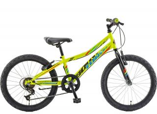 Bicicleta copii 20   POLAR Booster Turbo 200, cadru otel, frane V-Brake, 6 viteze, verde fluo, varsta 7-10 ani