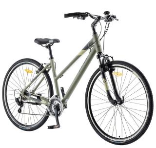 Bicicleta cross-fitness 28   POLAR Athena, cadru aluminiu 18  , manete secventiale, frane V-Brake, 21 viteze, verde