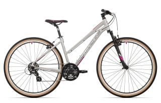 Bicicleta Cross-Fitness 29   ROCK MACHINE Crossride 100 Lady, cadru aluminiu 19  , frane V-Brake, 21 viteze, gri roz