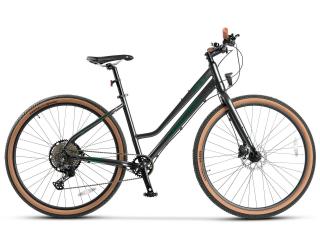 Bicicleta cross-fitness CARPAT Pro Lady C29272H, cadru aluminiu 18  , frane hidraulice,11 viteze, gri verde