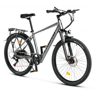 Bicicleta electrica City 26   CARPAT Almighty C26518E, cadru aluminiu 18  , manete index, frane disc, 7 viteze, gri negru