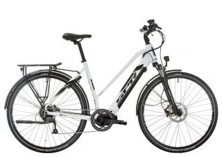 Bicicleta electrica City 28   SPRINT E-Trekking Faster Plus Lady, cadru aluminiu 21  , manete secventiale, frane hidraulice, 9 viteze, alb lucios