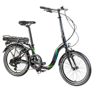 Bicicleta electrica pliabila 20   DEVRON 20122, cadru aluminiu, manete secventiale, frane V-Brake, 7 viteze, negru