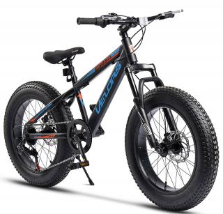 Bicicleta Fat Bike 20   VELORS Hercules, cadru otel 13.5  , manete RevoShift, frane disc, 7 viteze, negru albastru, varsta 7-10 ani