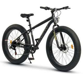 Bicicleta Fat Bike 26   CARPAT Aventus 2.6, cadru otel 18  , manete RevoShift, frane disc, 7 viteze, negru verde neon